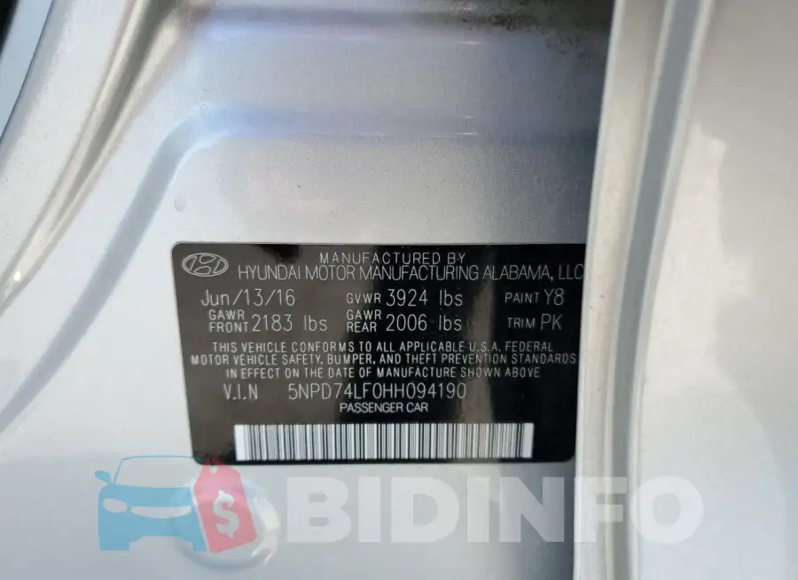 5NPD74LF0HH094190 Photo# 12