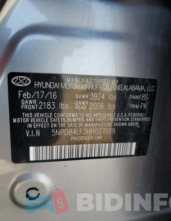 5NPD84LF3HH027189 Photo# 12