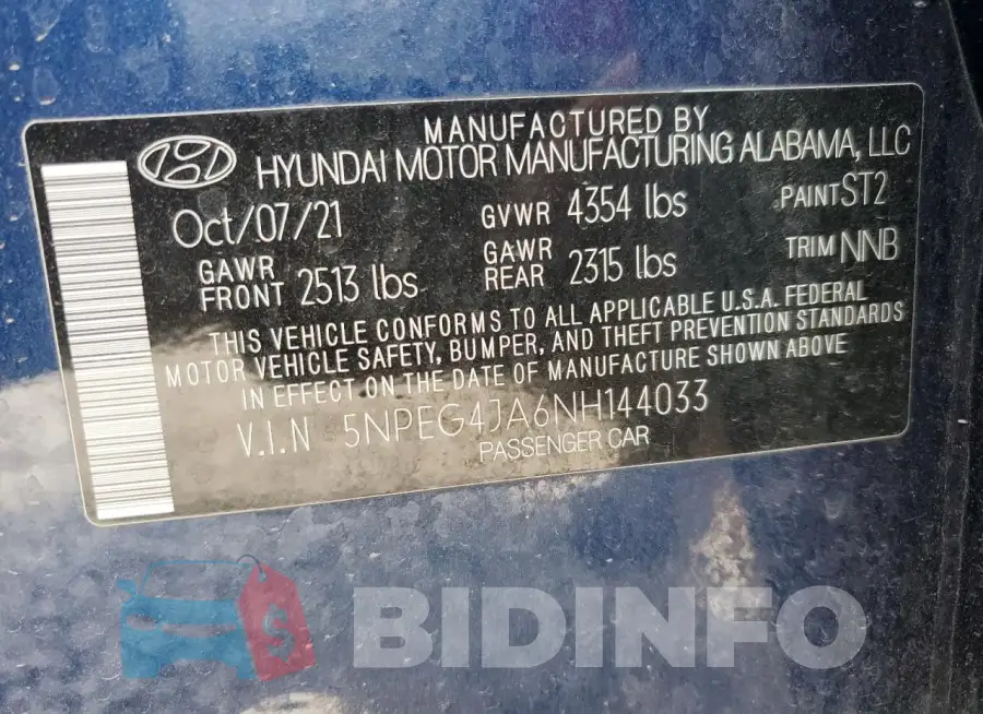 5NPEG4JA6NH144033 Photo# 12