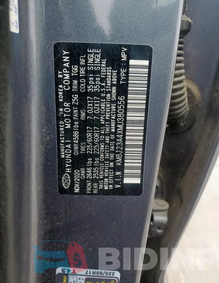 KM8J23A4XMU380556 Photo# 13