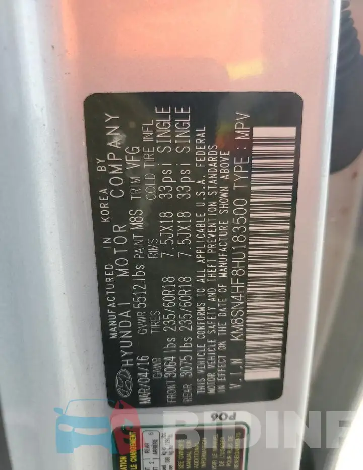 KM8SN4HF8HU183500 Photo# 12