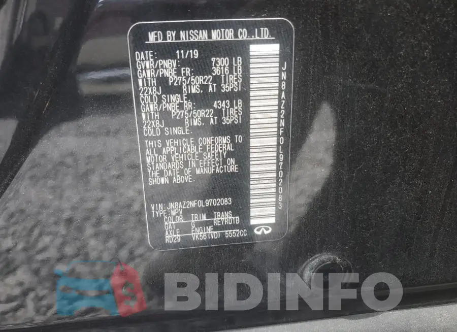 JN8AZ2NF0L9702083 Photo# 13