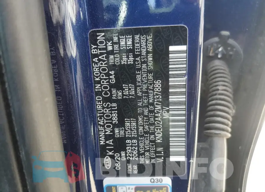 KNDEU2AA2M7137886 Photo# 12