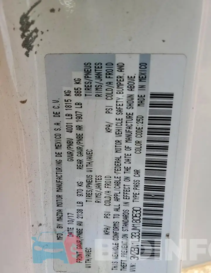3MZBN1L33JM180530 Photo# 13