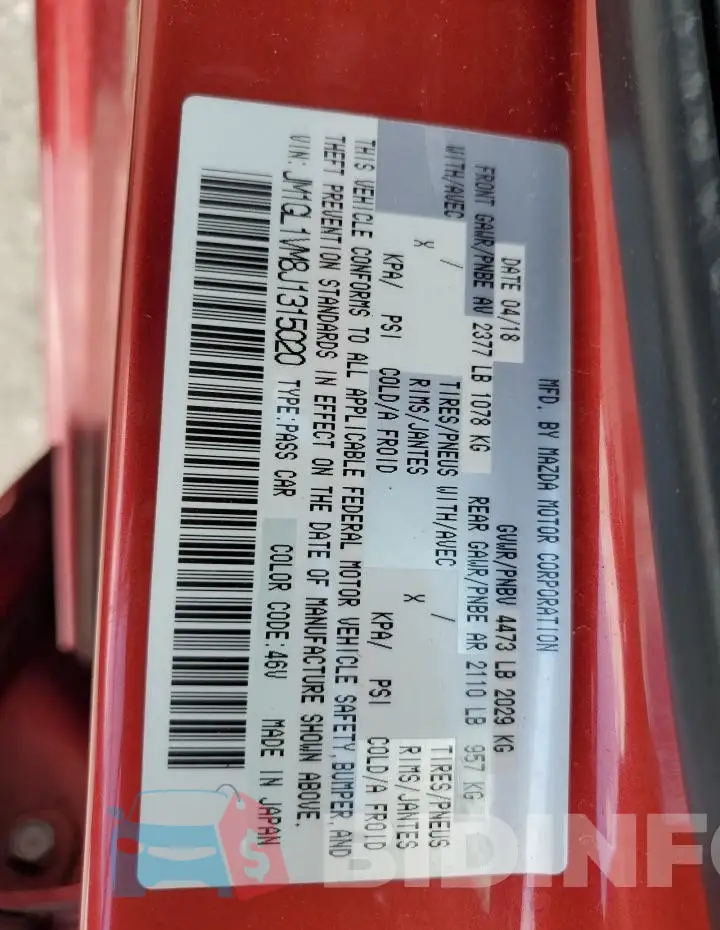 JM1GL1VM8J1315020 Photo# 13
