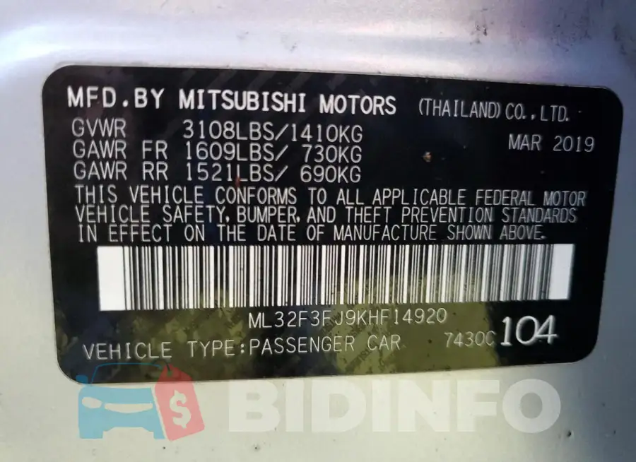 ML32F3FJ9KHF14920 Photo# 13