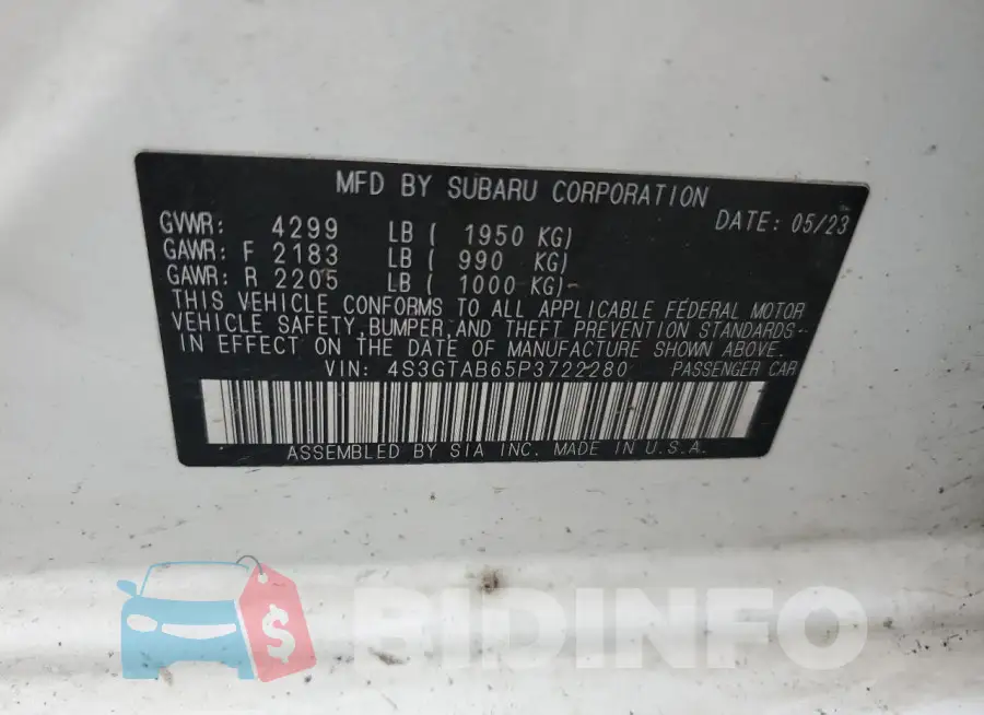 4S3GTAB65P3722280 Photo# 12