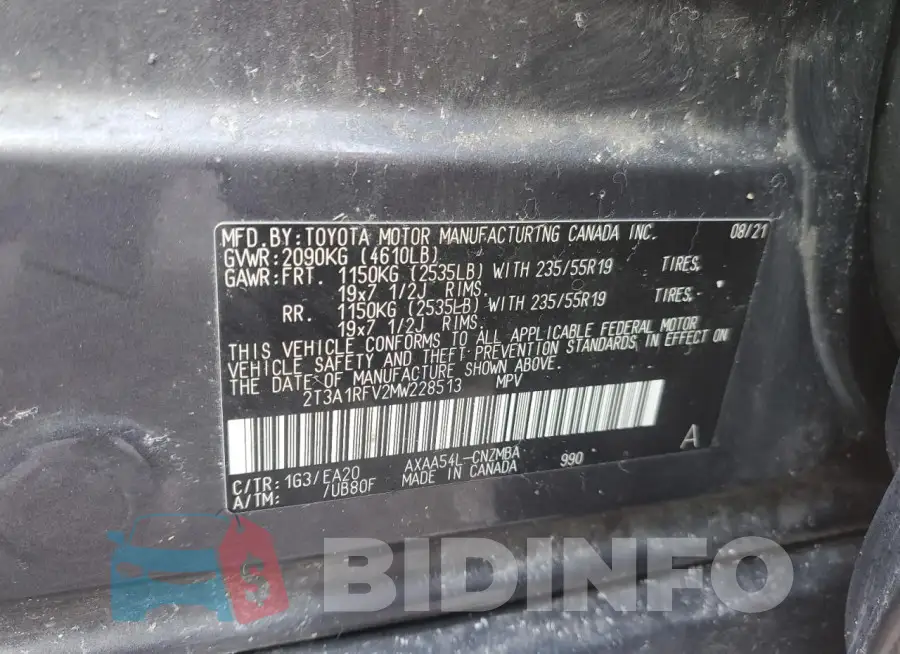 2T3A1RFV2MW228513 Photo# 13