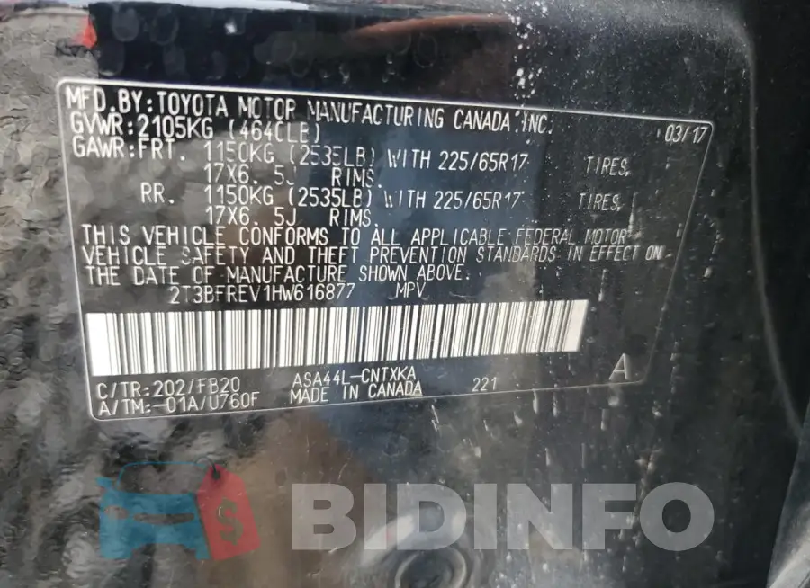 2T3BFREV1HW616877 Photo# 13