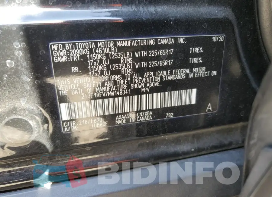 2T3F1RFV7MW148341 Photo# 12