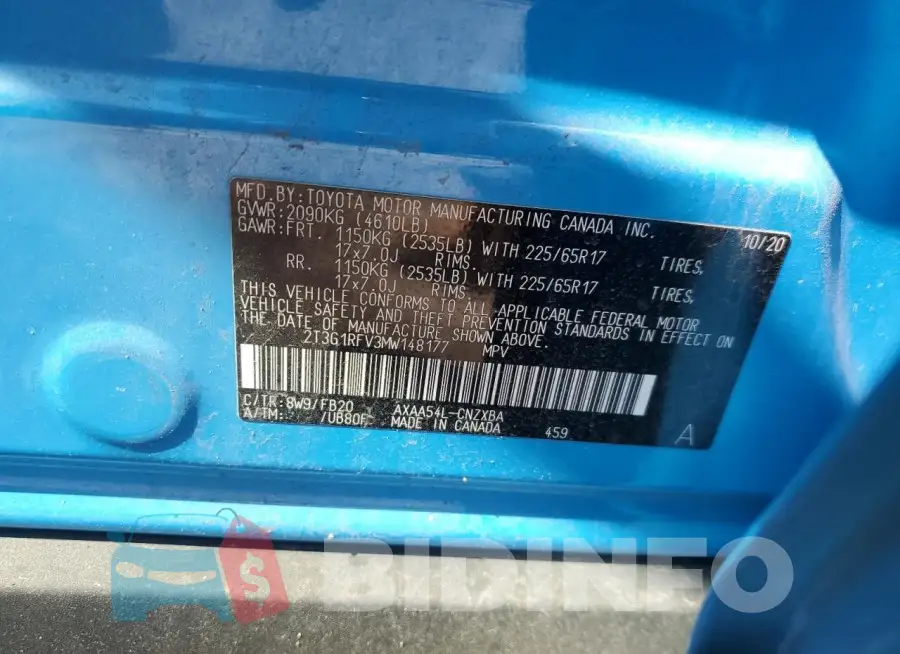 2T3G1RFV3MW148177 Photo# 13