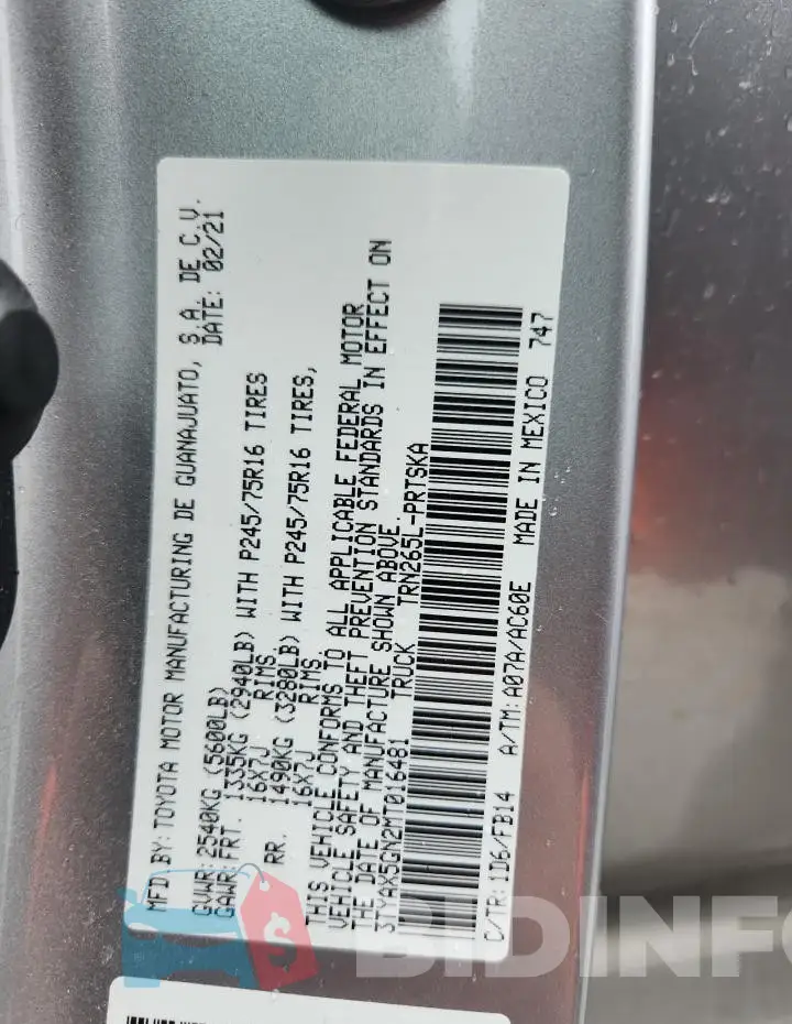 3TYAX5GN2MT016481 Photo# 12