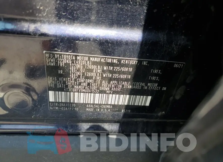 4T3E6RFV9MU041532 Photo# 13