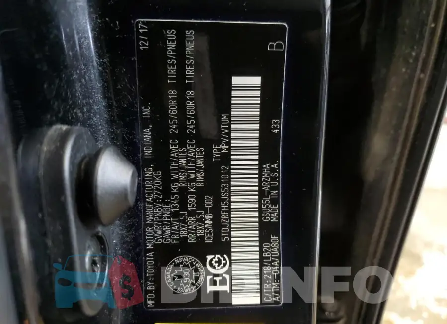 5TDJZRFH5JS531012 Photo# 14