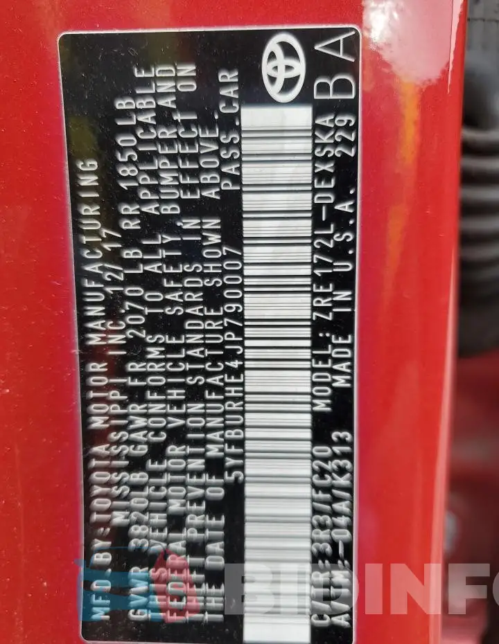 5YFBURHE4JP790007 Photo# 13