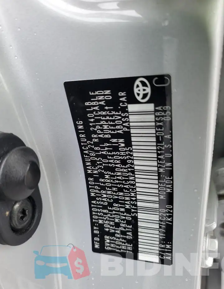 5YFS4MCE8NP129225 Photo# 12