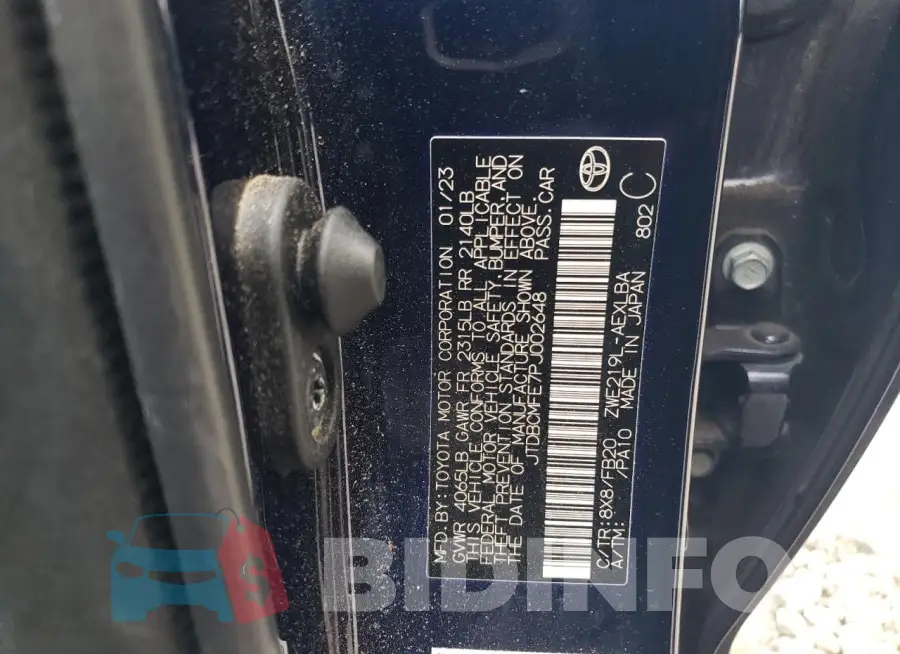 JTDBCMFE7PJ002648 Photo# 12
