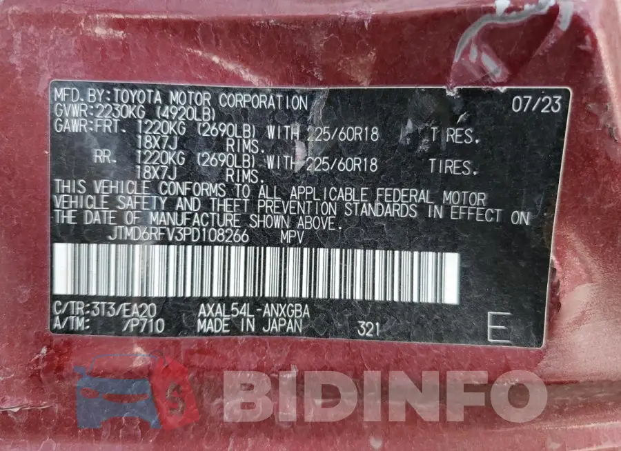 JTMD6RFV3PD108266 Photo# 14
