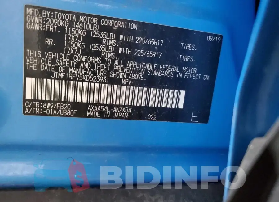 JTMF1RFV5KD523931 Photo# 13