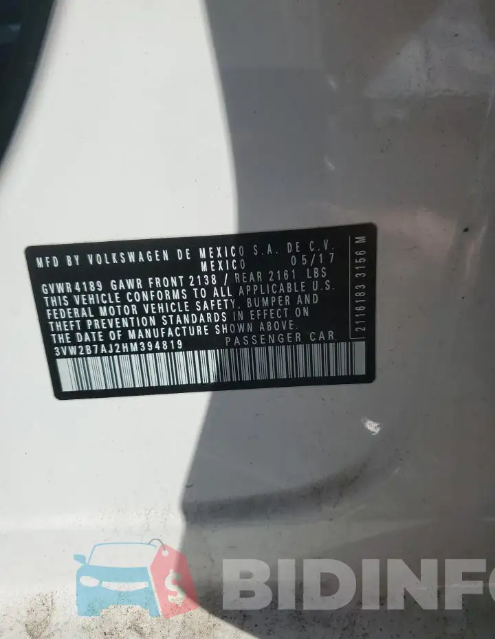 3VW2B7AJ2HM394819 Photo# 12