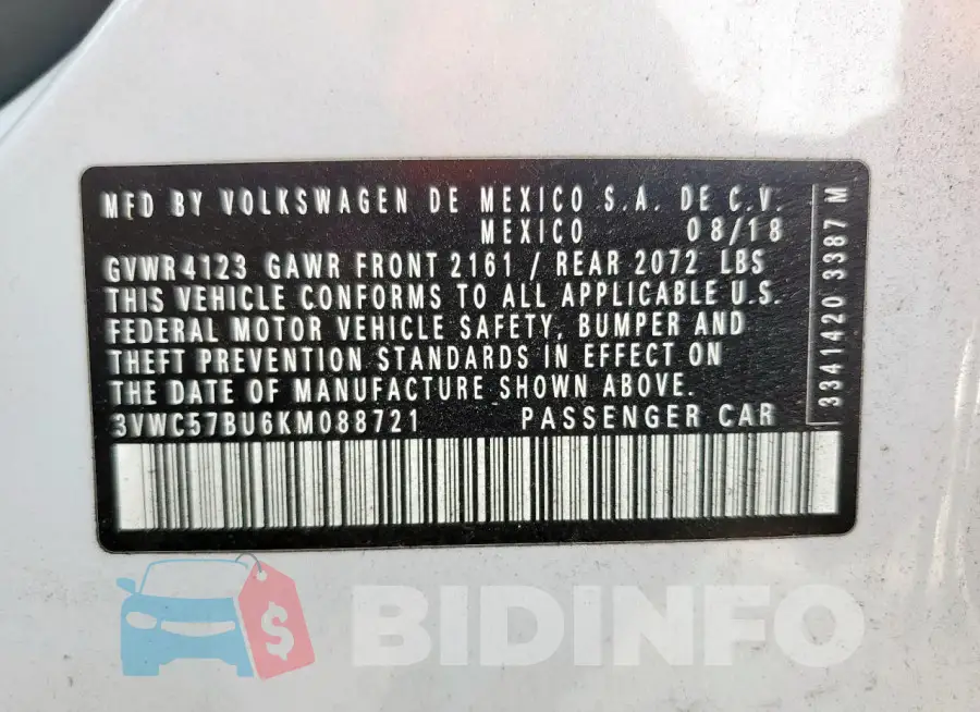 3VWC57BU6KM088721 Photo# 12