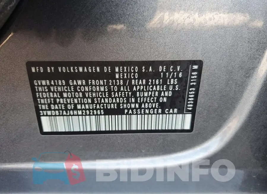 3VWDB7AJ6HM292965 Photo# 13