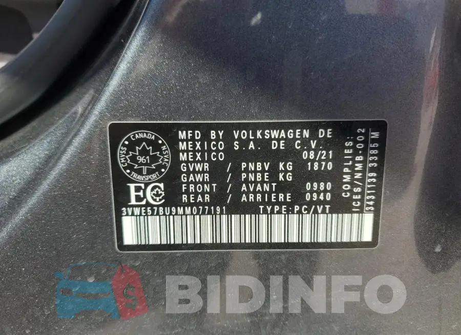 3VWE57BU9MM077191 Photo# 13