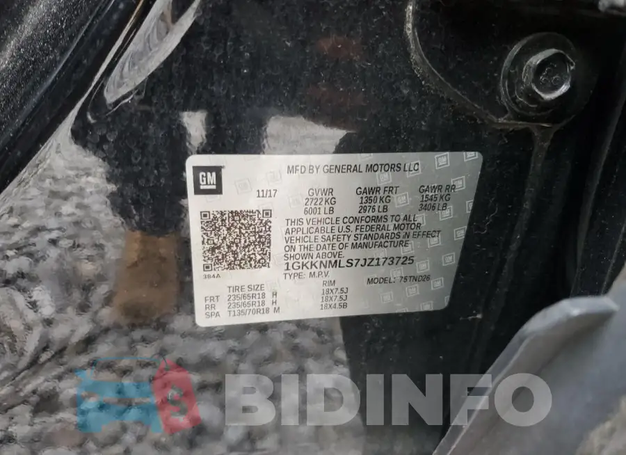1GKKNMLS7JZ173725 Photo# 14