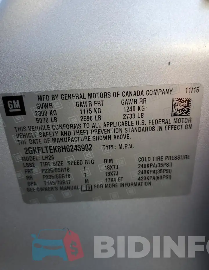 2GKFLTEK8H6243902 Photo# 14