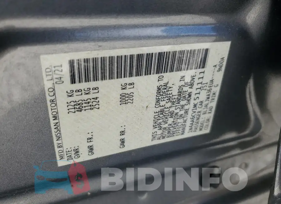 1N4AA6CV1MC511111 Photo# 13