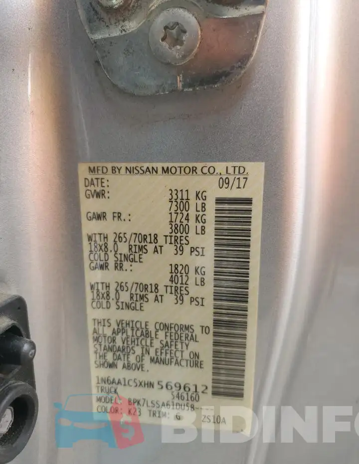 1N6AA1C5XHN569612 Photo# 13