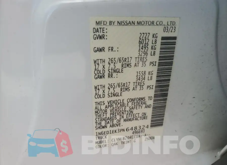 1N6ED1EK3PN648324 Photo# 12