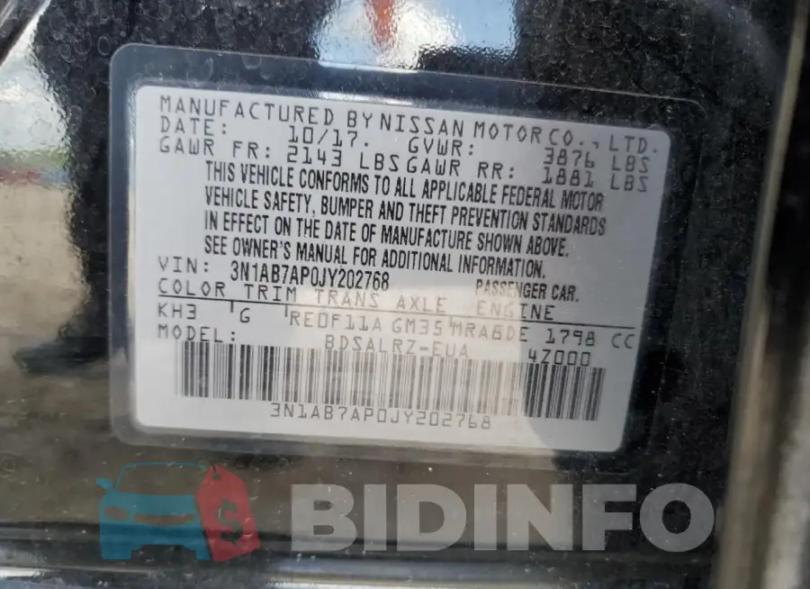 3N1AB7AP0JY202768 Photo# 13