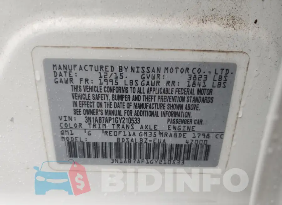 3N1AB7AP1GY210533 Photo# 12