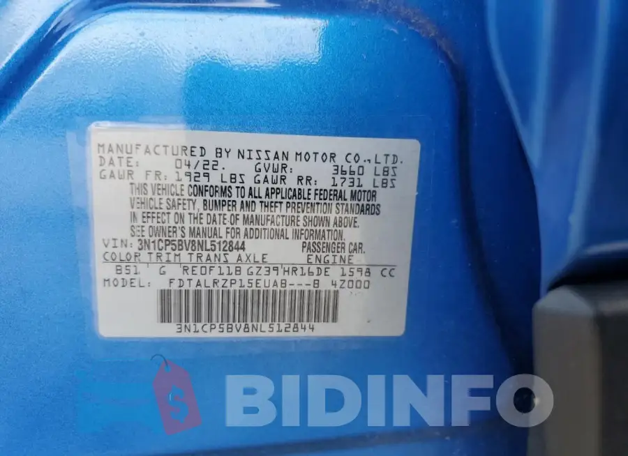 3N1CP5BV8NL512844 Photo# 12