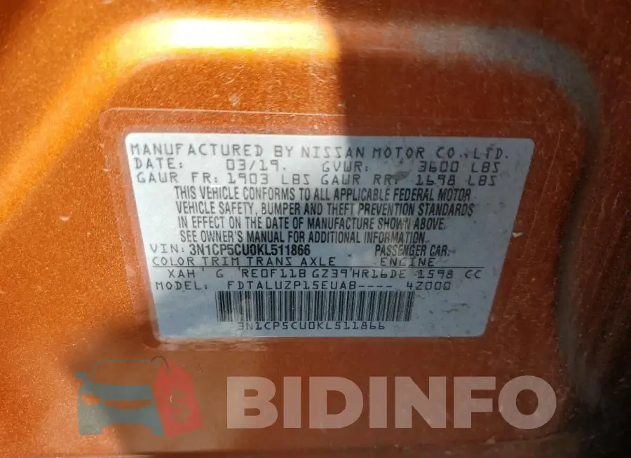 3N1CP5CU0KL511866 Photo# 13