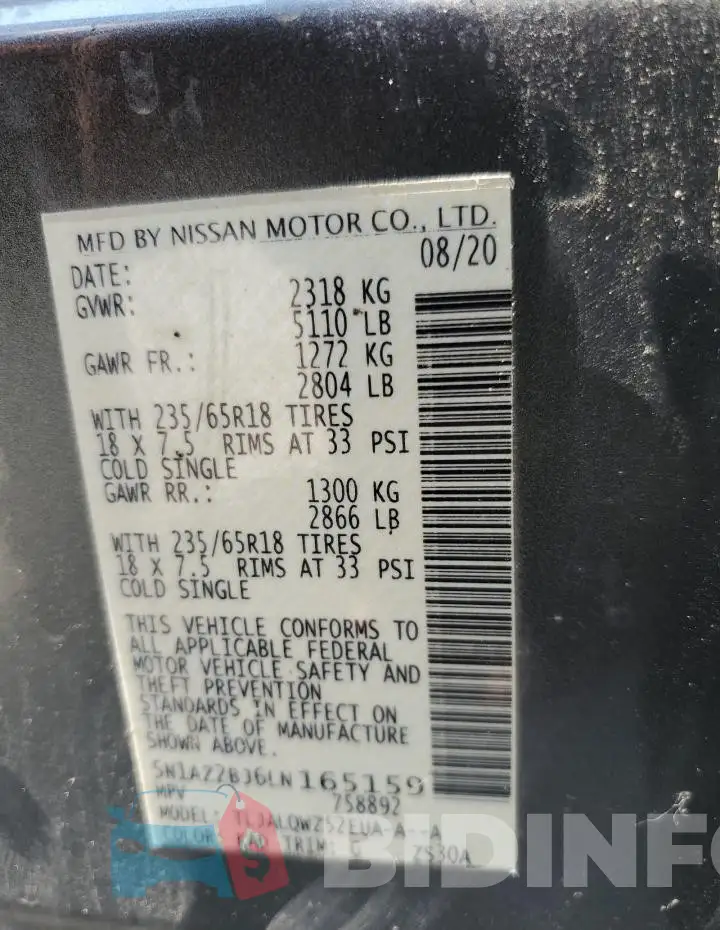 5N1AZ2BJ6LN165159 Photo# 14
