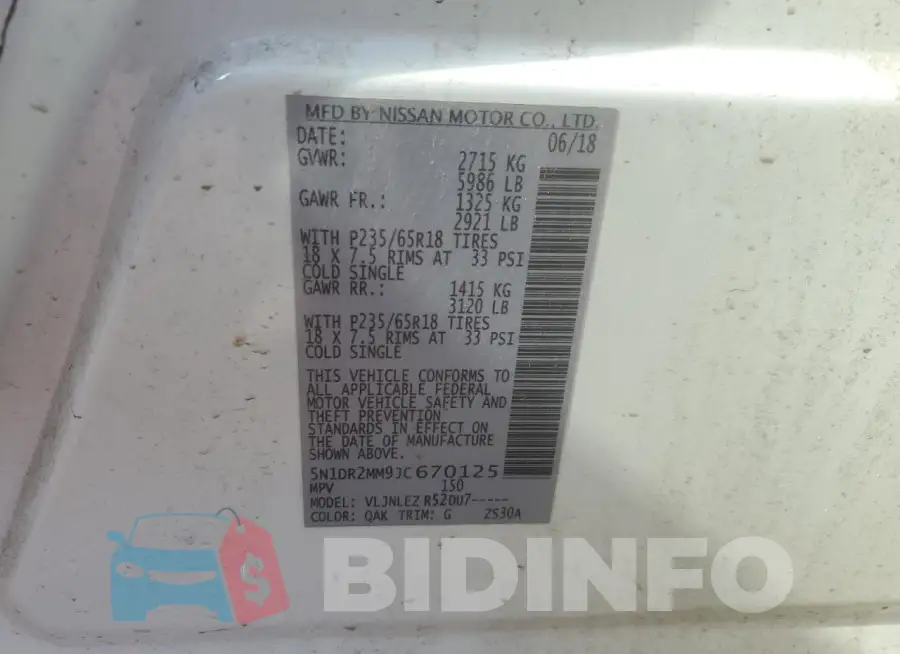 5N1DR2MM9JC670125 Photo# 13