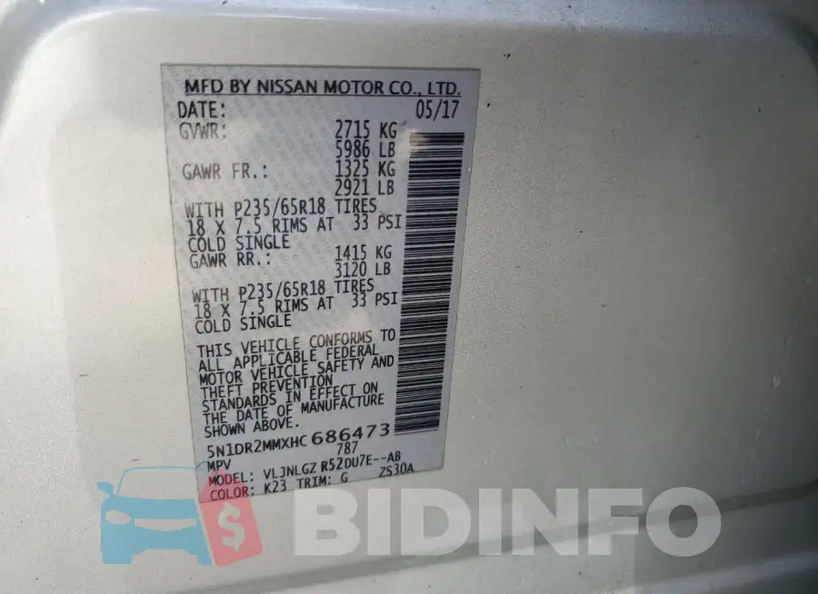 5N1DR2MMXHC686473 Photo# 14