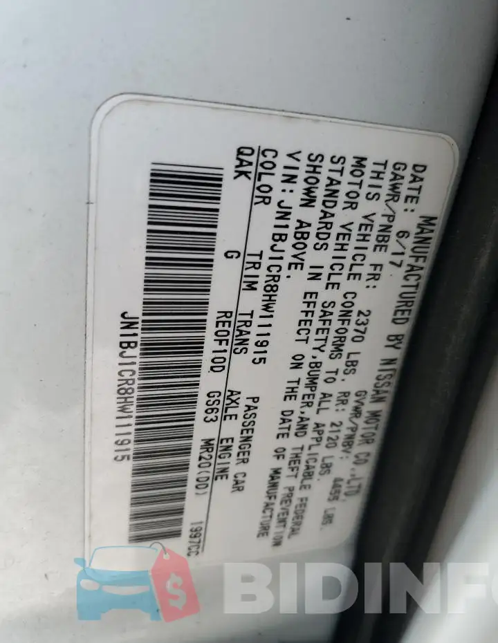 JN1BJ1CR8HW111915 Photo# 14