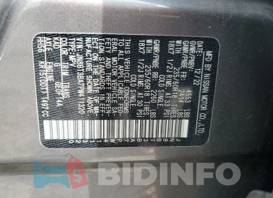 JN8BT3BA7PW411320 Photo# 13