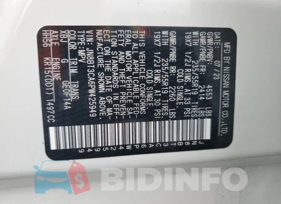 JN8BT3CA6PW425949 Photo# 14