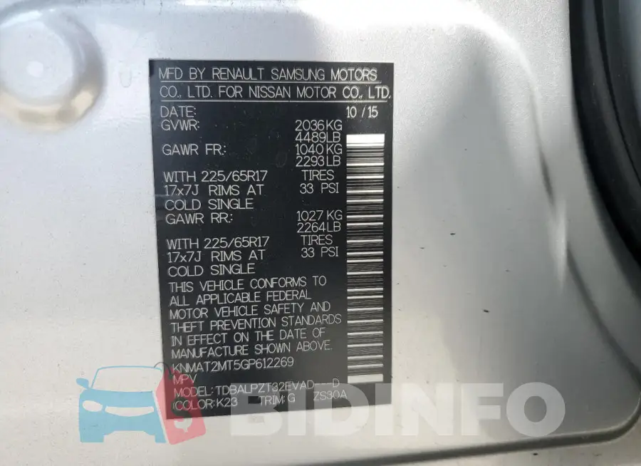 KNMAT2MT5GP612269 Photo# 14