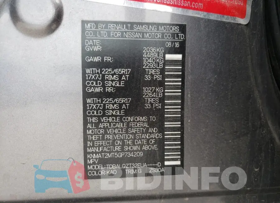 KNMAT2MT5GP734209 Photo# 13