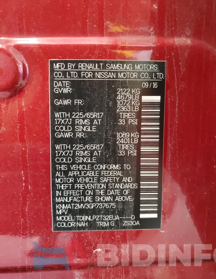 KNMAT2MV3GP737675 Photo# 13