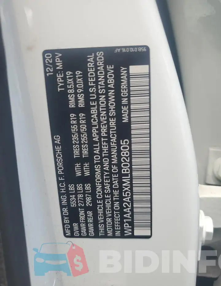 WP1AA2A5XMLB02805 Photo# 14