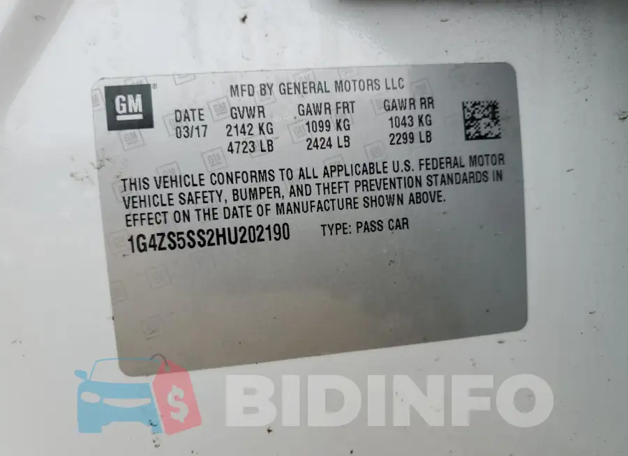 1G4ZS5SS2HU202190 Photo# 13