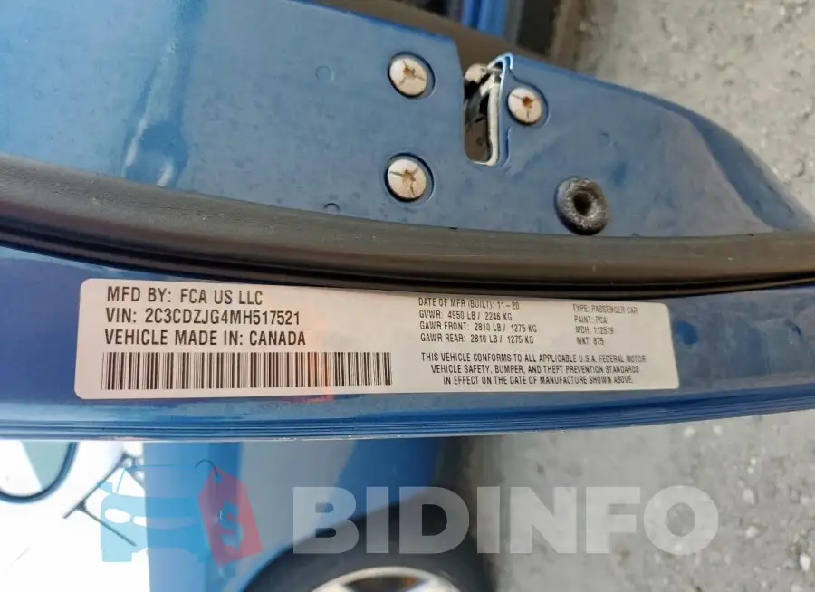 2C3CDZJG4MH517521 Photo# 13