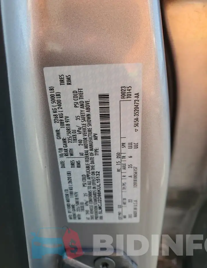 5LMCJ2D98KUL15132 Photo# 13