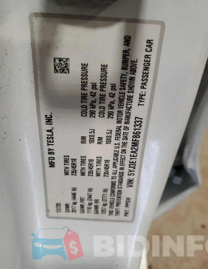 5YJ3E1EA2MF861337 Photo# 12